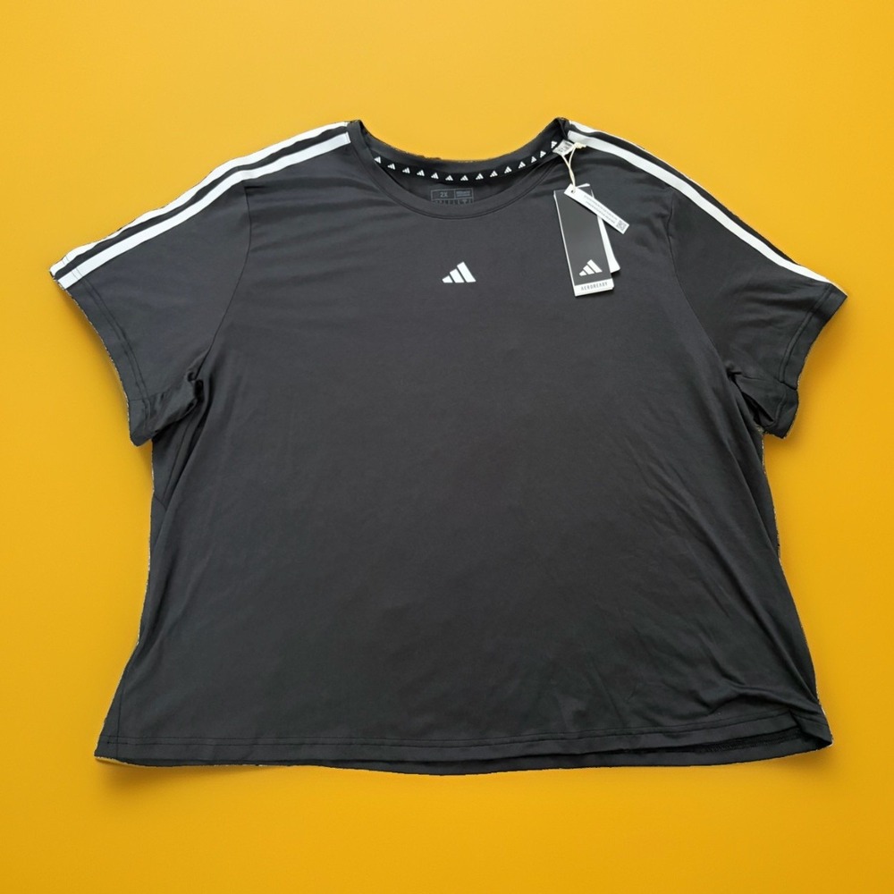 Adidas Women Aeroready Train Essentials 3-Stripes T-Shirt Black Plus Size 2X NWT